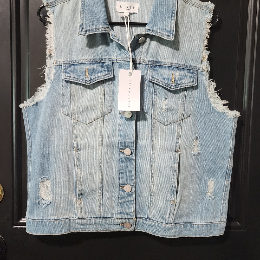 Light Blue Denim Sleeveless Vest